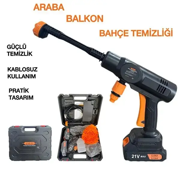 STAR-EL Star-el Yeni Çift Akü Şarjlı Yüksek Basınçlı Oto Araba Bahçe Halı Yıkama Ve Temizleme Tabancası Makinesi