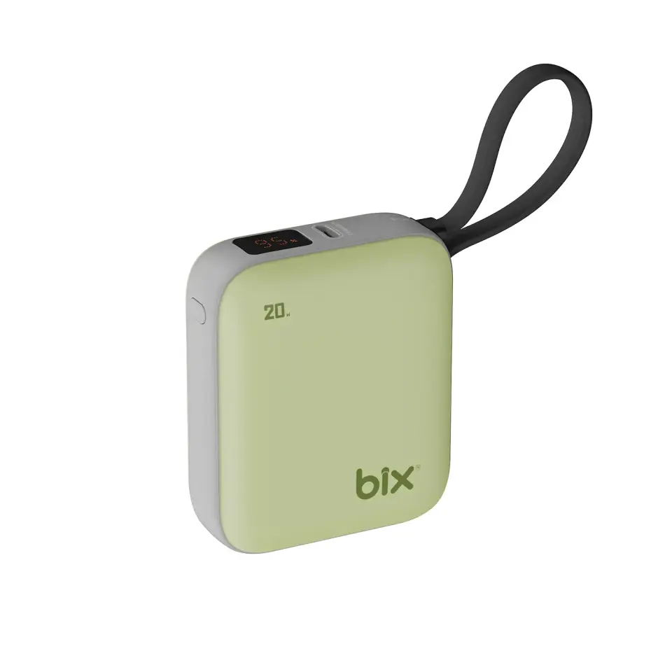 Bix PB119 10000mAh PD 20W Hizli Sarj Cihazi Dijital Göstergeli Mini Powerbank - Yesil