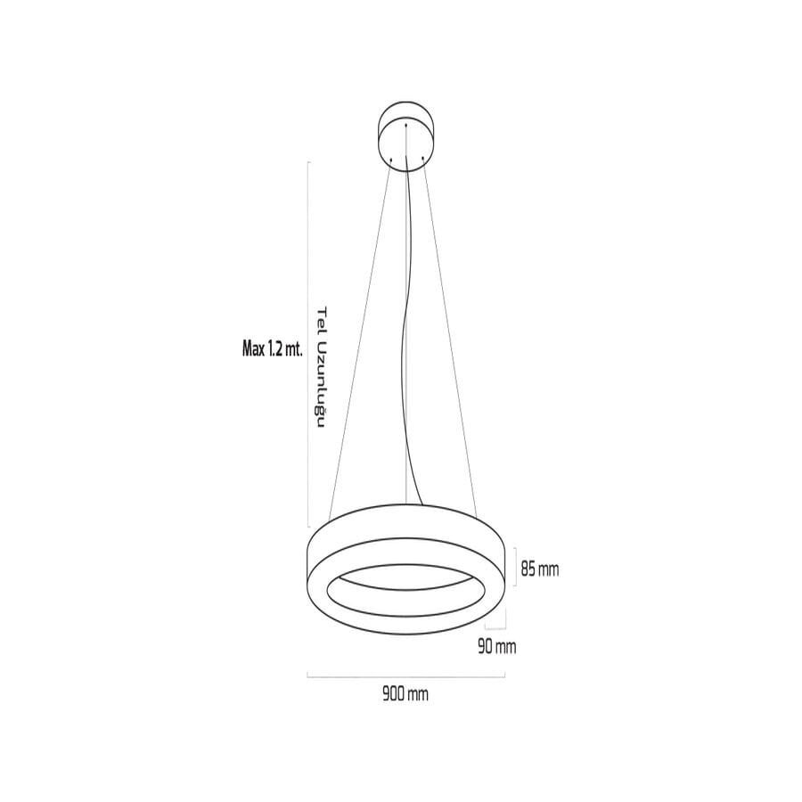 Goya Gy 8112-90 Cm Siyah Kasa 120W 4000K Linear Armatür