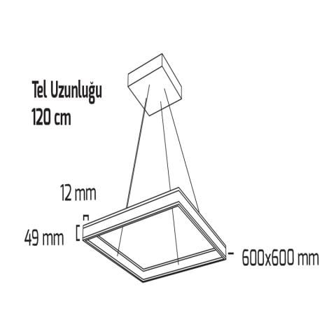 Goya Gy 8213-60 Cm Ral 7016 50W 4000K Linear Armatür