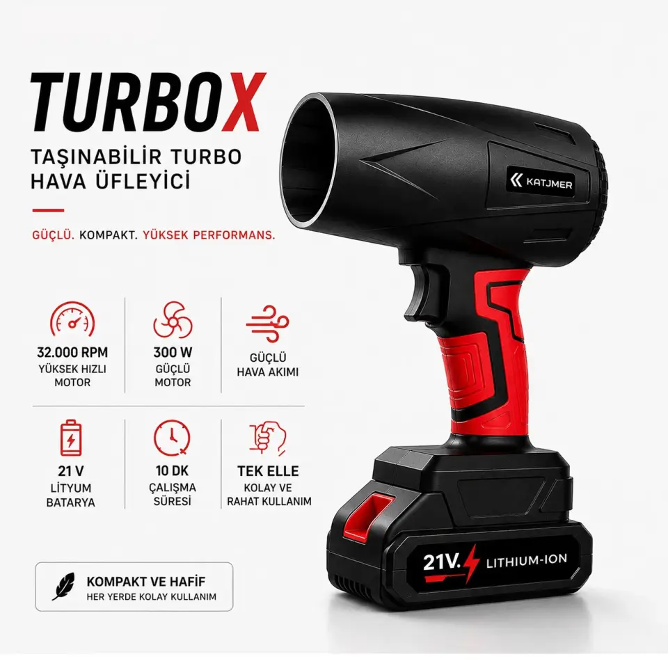 Katjmer Kj/Tx-001 Turbo X Tasinabilir Turbo Hava Üfleyici