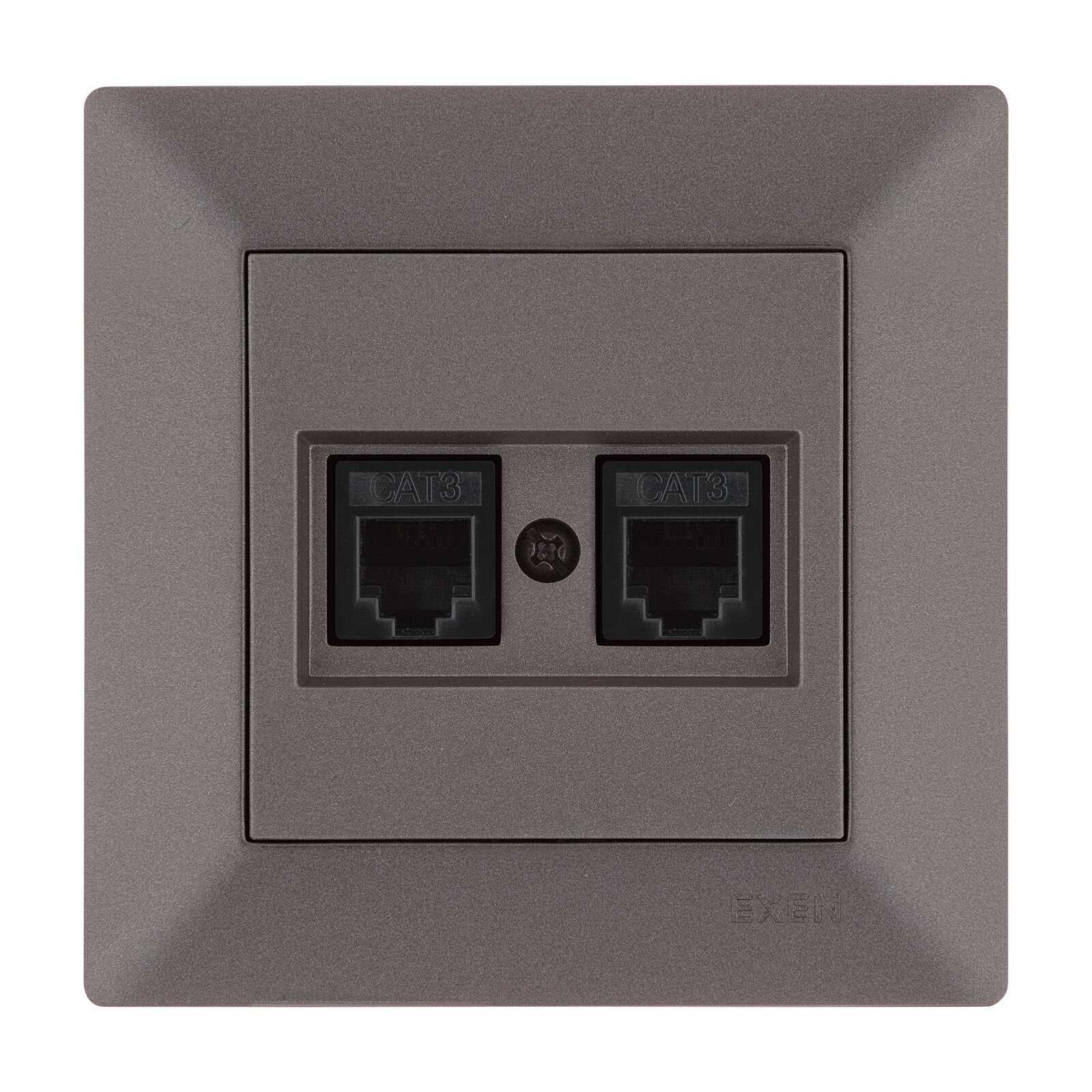 Exen Odak Mocha Ikili Nümeris Telefon Prizi (2Xrj45 Cat3) Komple Takim