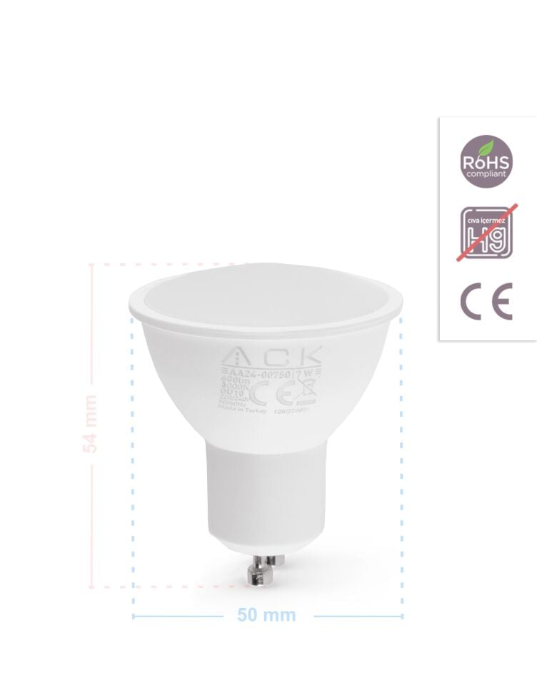 ACK 7W 220-240V Gu10 3000K Smd Lensli Led Ampul AA24-01750