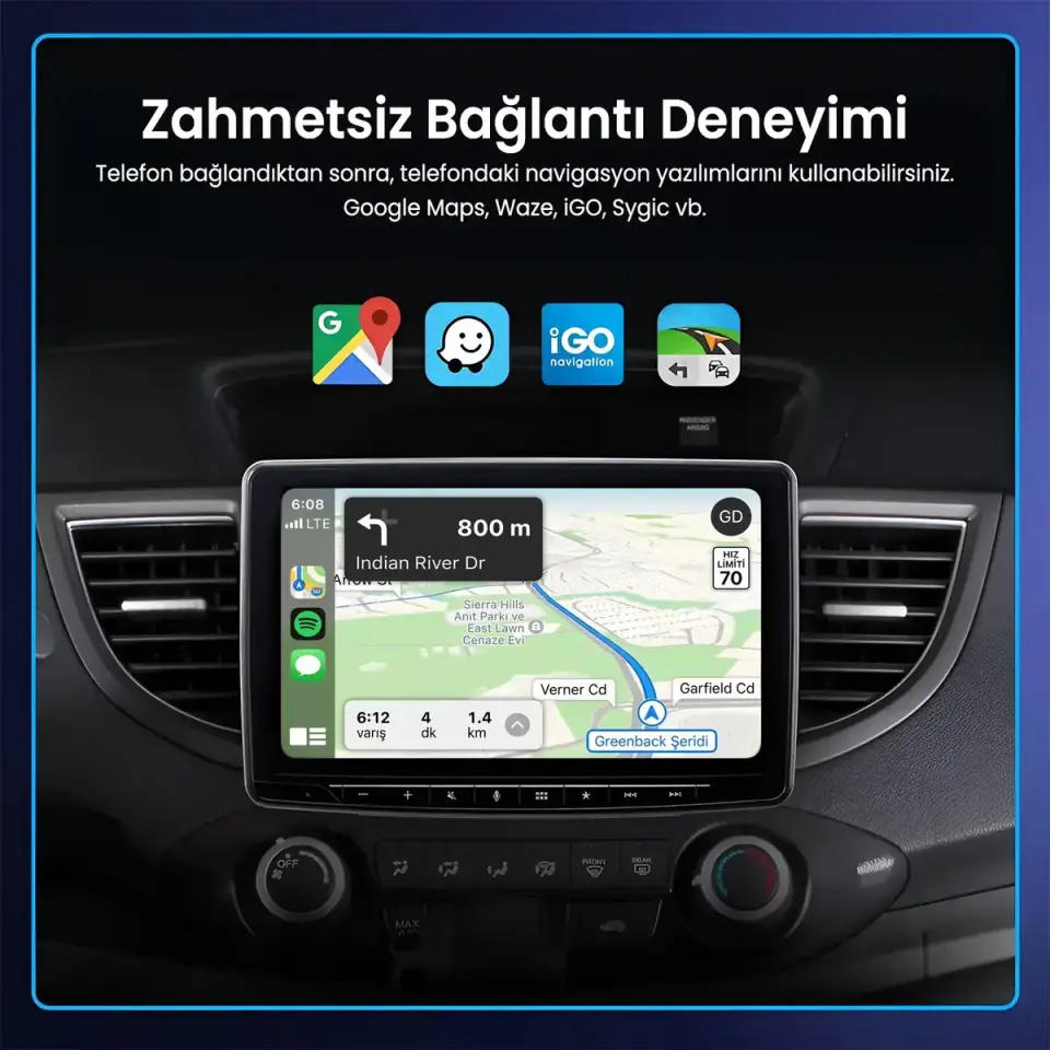 Bix Car Play Cb02 2.4G/5G WiFi CarPlay Android Auto Kabloludan Kablosuza Çevirici USB-A USB-C Çift Uçlu Hibrit Adaptör