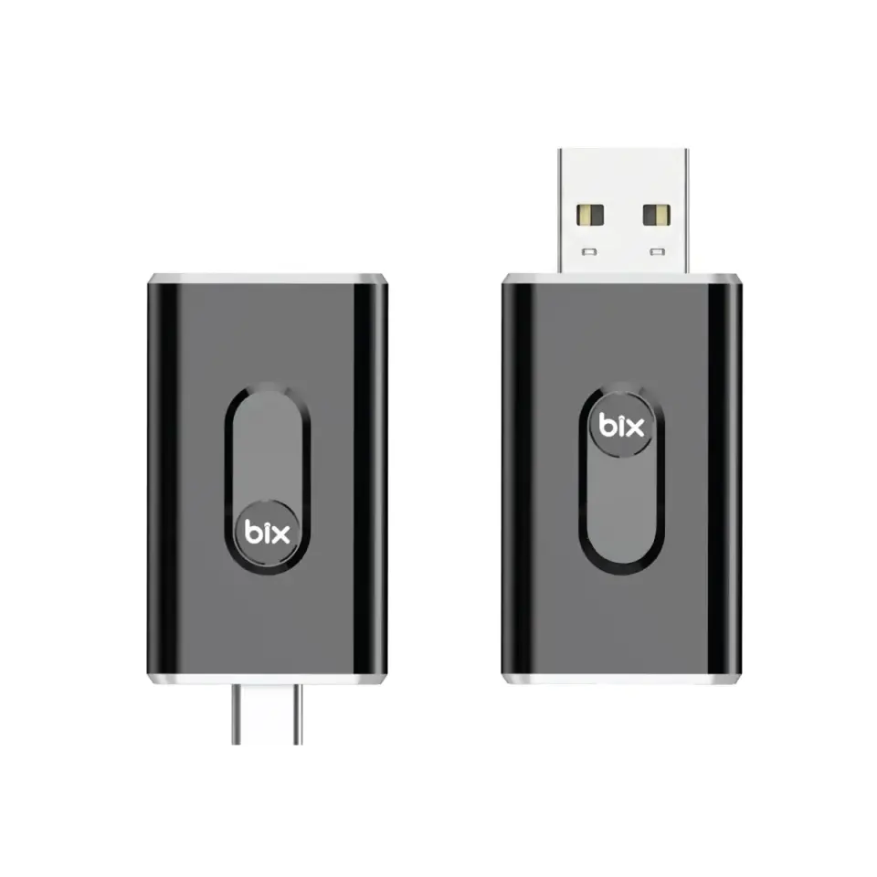Bix Car Play Cb02 2.4G/5G WiFi CarPlay Android Auto Kabloludan Kablosuza Çevirici USB-A USB-C Çift Uçlu Hibrit Adaptör