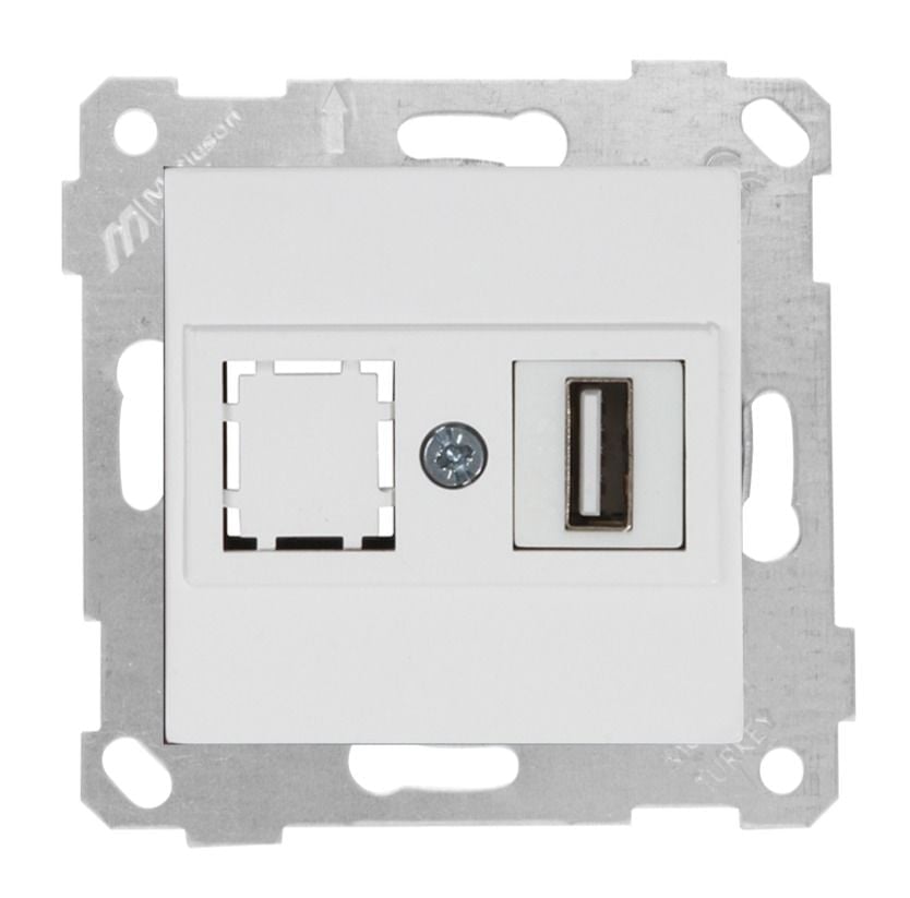 Mutlusan Rita Mek Tuş Data Prizi 1*Usb Beyaz - 2200 455 0101
