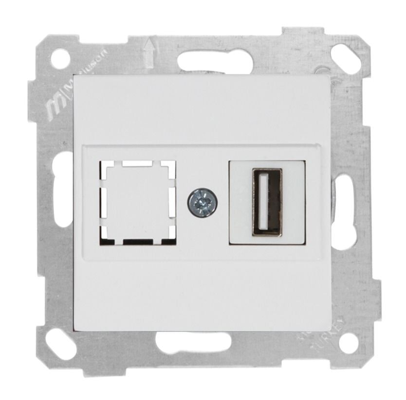 Mutlusan Rita Mek Tuş Data Prizi 1*Usb Beyaz - 2200 455 0101