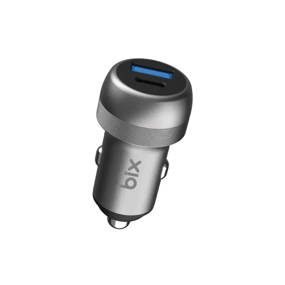 Bix 100W Type-C PD 65W ve USB-A QC 35W PPS Destekli Çift Çıkışlı Mini Araç içi Hızlı Şarj Cihazı