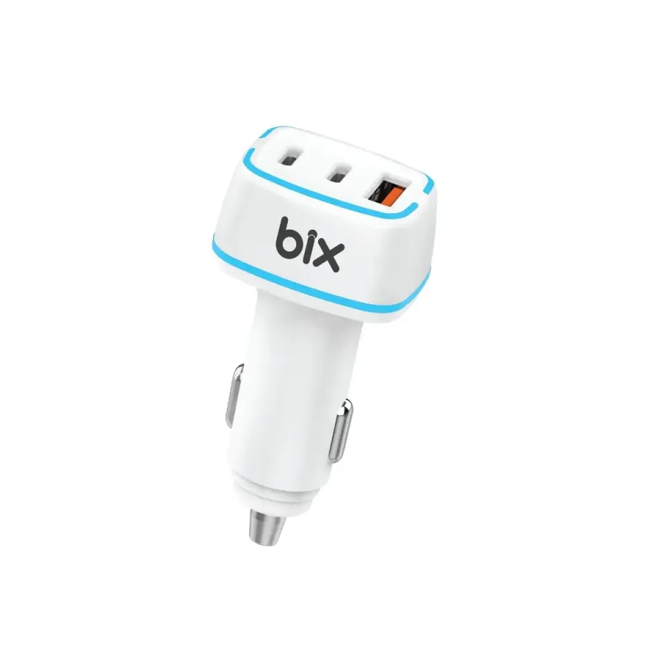 Bix 82.5W Üç Portlu 2x Type-C ve USB-A Araç İçi Hızlı Şarj Cihazı