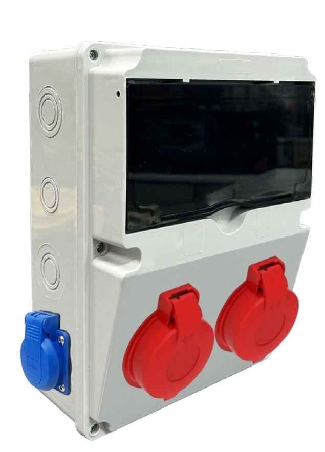 BYLION Kombinasyon Priz Kutusu 10 Sigorta Kp. 288X218X131 5X32A 380V 2 Ad. Ön + 1X16A 2 Ad. Yan