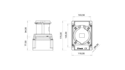 Bemis  5/63A. Duvar Priz   IP44 BC1-4505-2510
