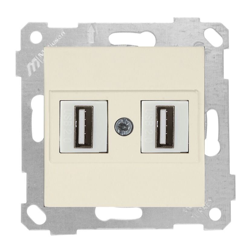 Mutlusan Rita Mek Tuş Data Prizi 2*Usb Krem - 2200 456 0102