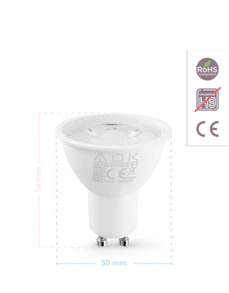ACK 5W 220-240V Gu10 3000K Smd Lens Led Ampul Dimli AA25-01550