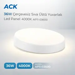 ACK 36W Çerçevesiz Siva Ustu Yuvarlak Led Panel 4000K AP11-03610
