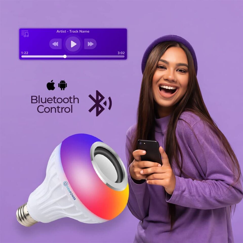 Dempower DP-44 Ampül Led Rgb Hoparlör Bluetooth 9W Kumandali