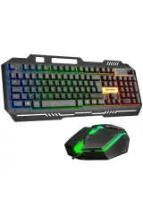 Hytech Hkm-X86 Quin Siyah Usb Gökkusagi Zemin Aydinlatmali Gaming Oyuncu Klavye+Mouse Set