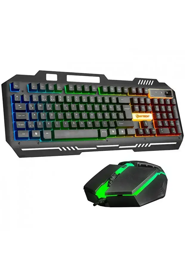 Hytech Hkm-X86 Quin Siyah Usb Gökkusagi Zemin Aydinlatmali Gaming Oyuncu Klavye+Mouse Set