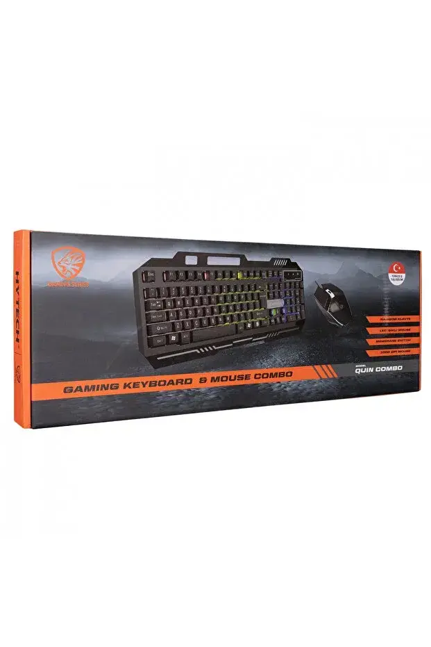 Hytech Hkm-X86 Quin Siyah Usb Gökkusagi Zemin Aydinlatmali Gaming Oyuncu Klavye+Mouse Set
