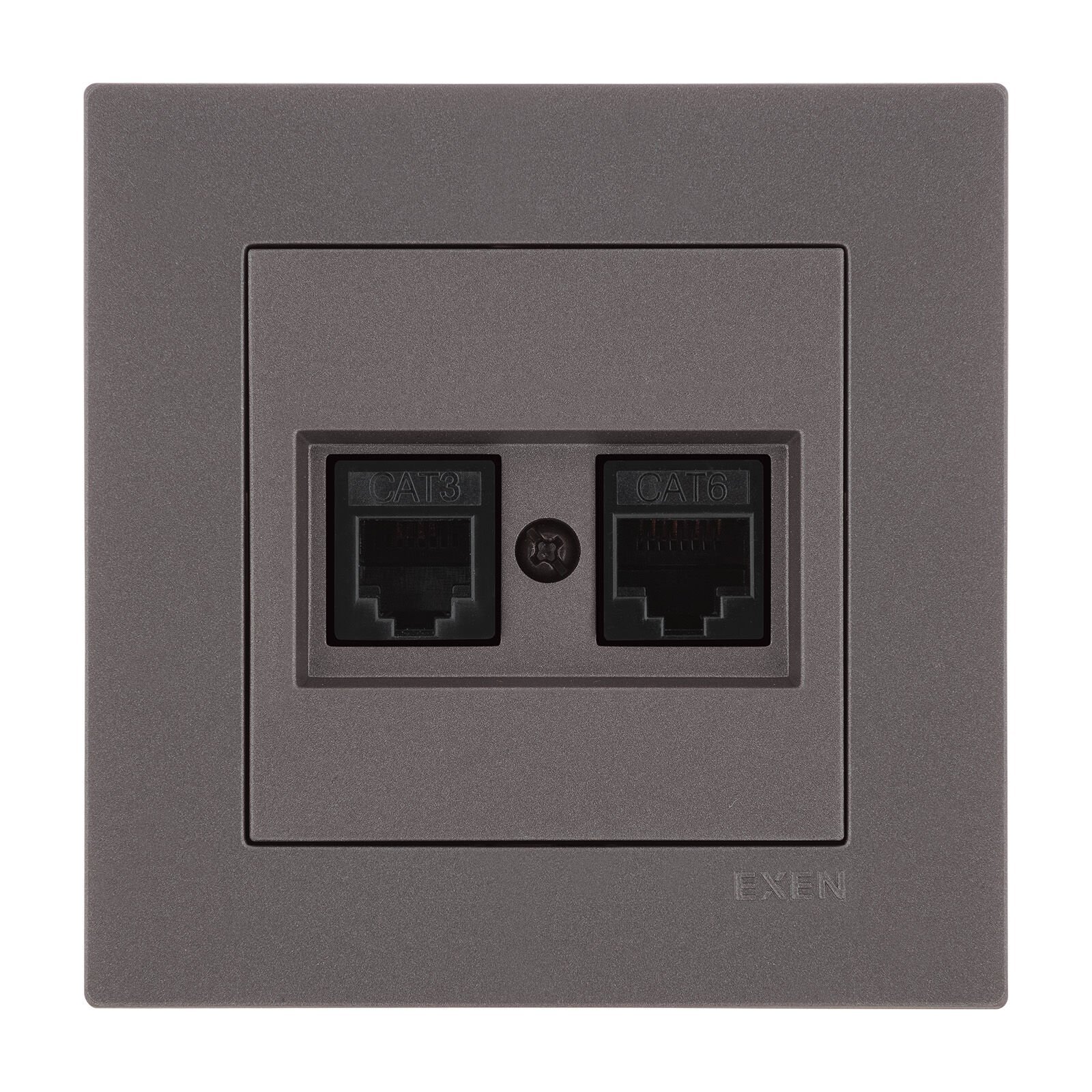 Exen Karell Mocha Data Cat6 + Nümeris Telefon Prizi Cat3 Komple Takim