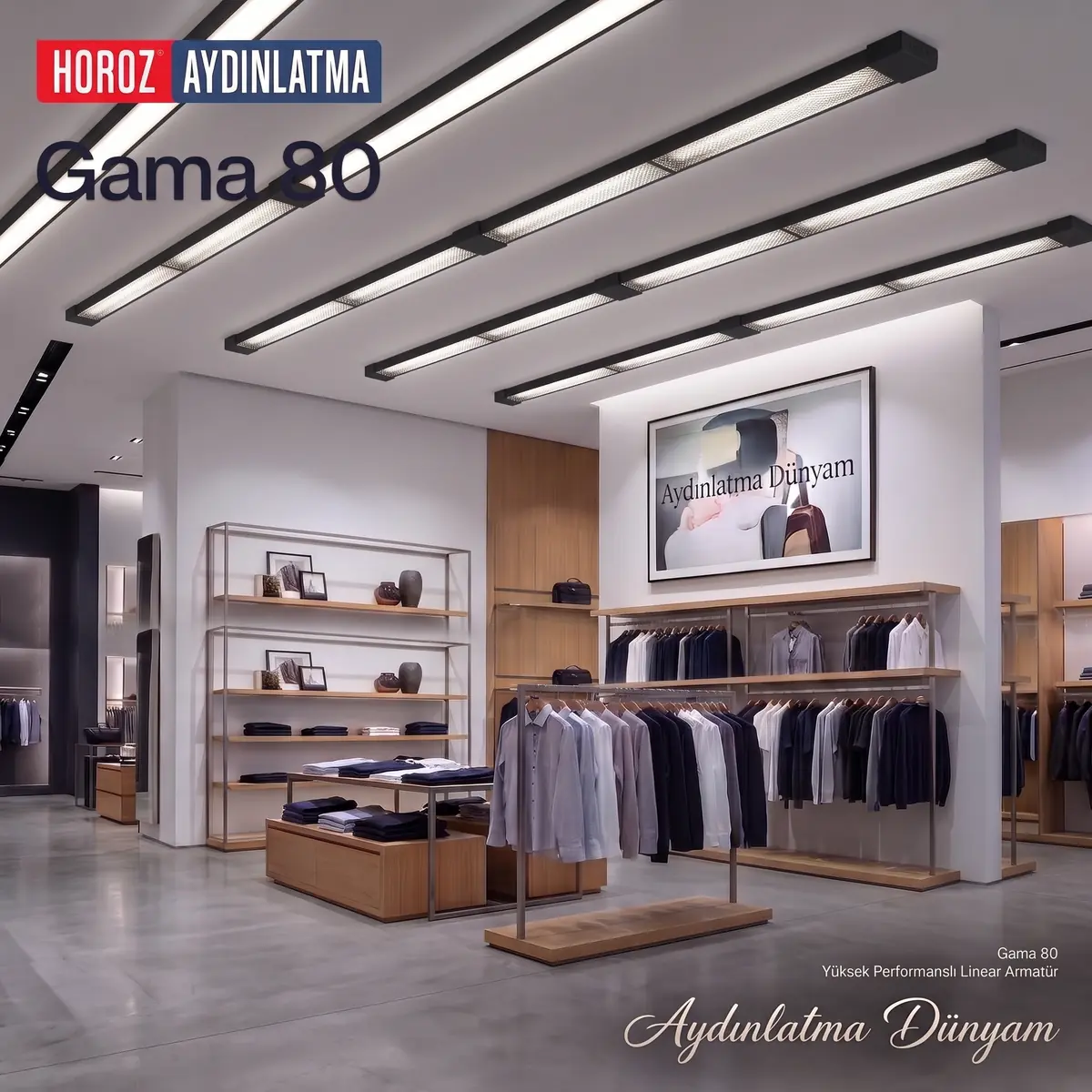 Horoz 80W LED Bant Armatür 6400K Beyaz Işık - Siyah Kasa -  120 Cm Gama-80