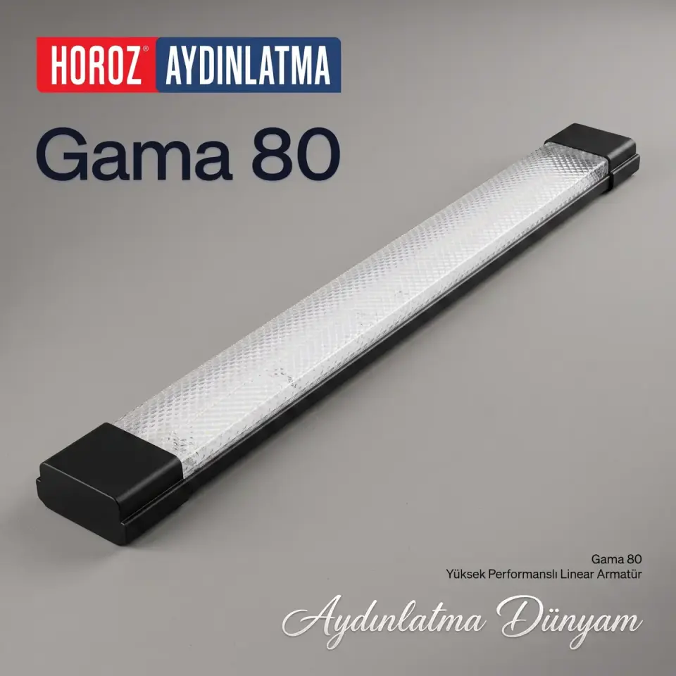 Horoz 80W LED Bant Armatür 6400K Beyaz Işık - Siyah Kasa -  120 Cm Gama-80