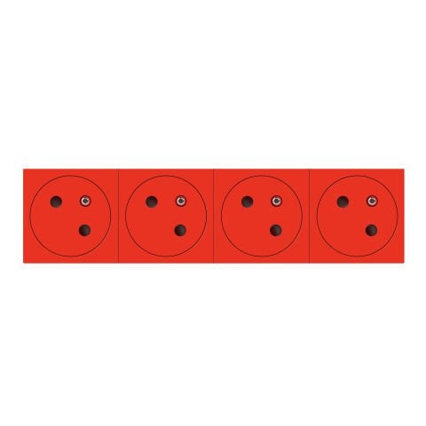 Legrand  Dörtlü Düz Yüzey UPS Priz, 45°, Ç.k, Otomatik, 16A, 250V~, 8M, Kırmızı LEG-077174L