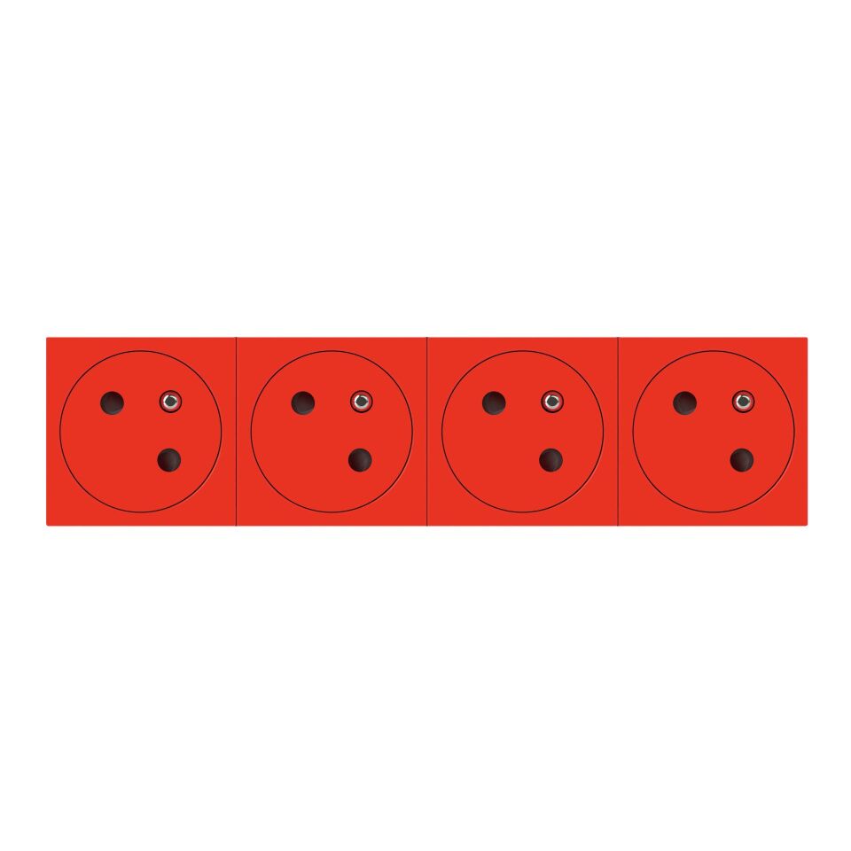 Legrand  Dörtlü Düz Yüzey UPS Priz, 45°, Ç.k, Otomatik, 16A, 250V~, 8M, Kırmızı LEG-077174L