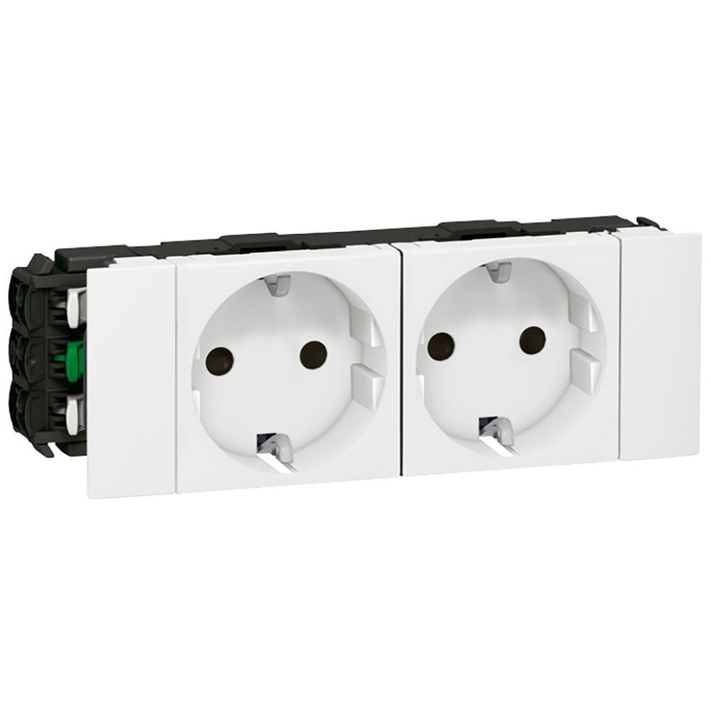 Legrand  İkili Top. Priz, Kaidesiz DLP için, Soluclip ile, 16A, 250V~, 6M, Beyaz LEG-077202