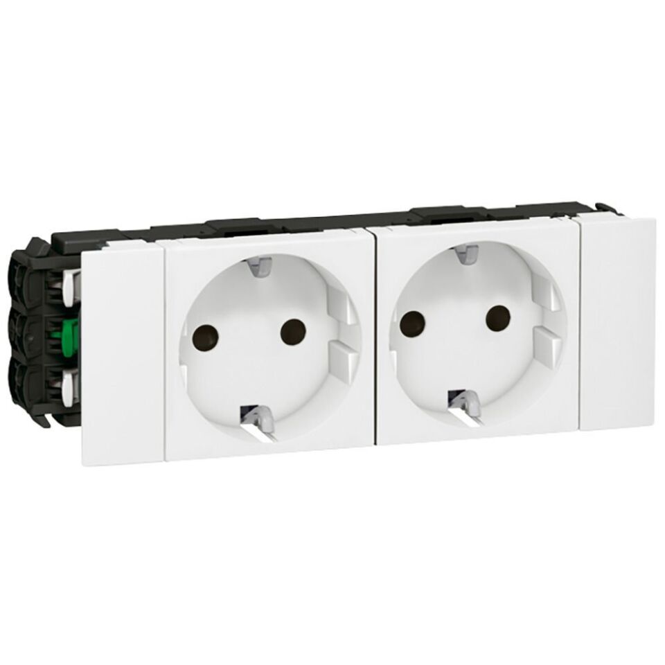 Legrand  İkili Top. Priz, Kaidesiz DLP için, Soluclip ile, 16A, 250V~, 6M, Beyaz LEG-077202
