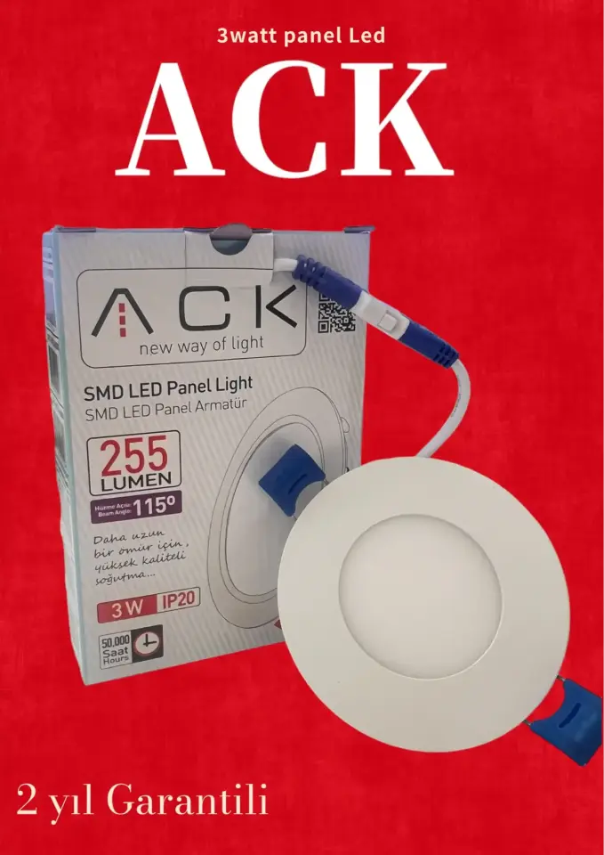 ACK 3W Beyaz 6500K Sıva Altı Yuvarlak Led Panel AP01-00330