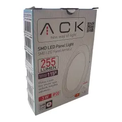 ACK 3W Beyaz 6500K Sıva Altı Yuvarlak Led Panel AP01-00330