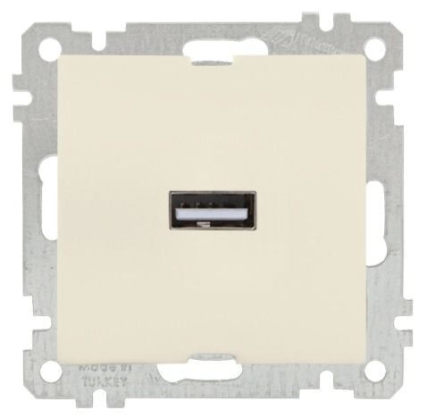 Mutlusan Mek+Tuş Tekli Usb Şarj Prizi Krem - 2100 448 0102