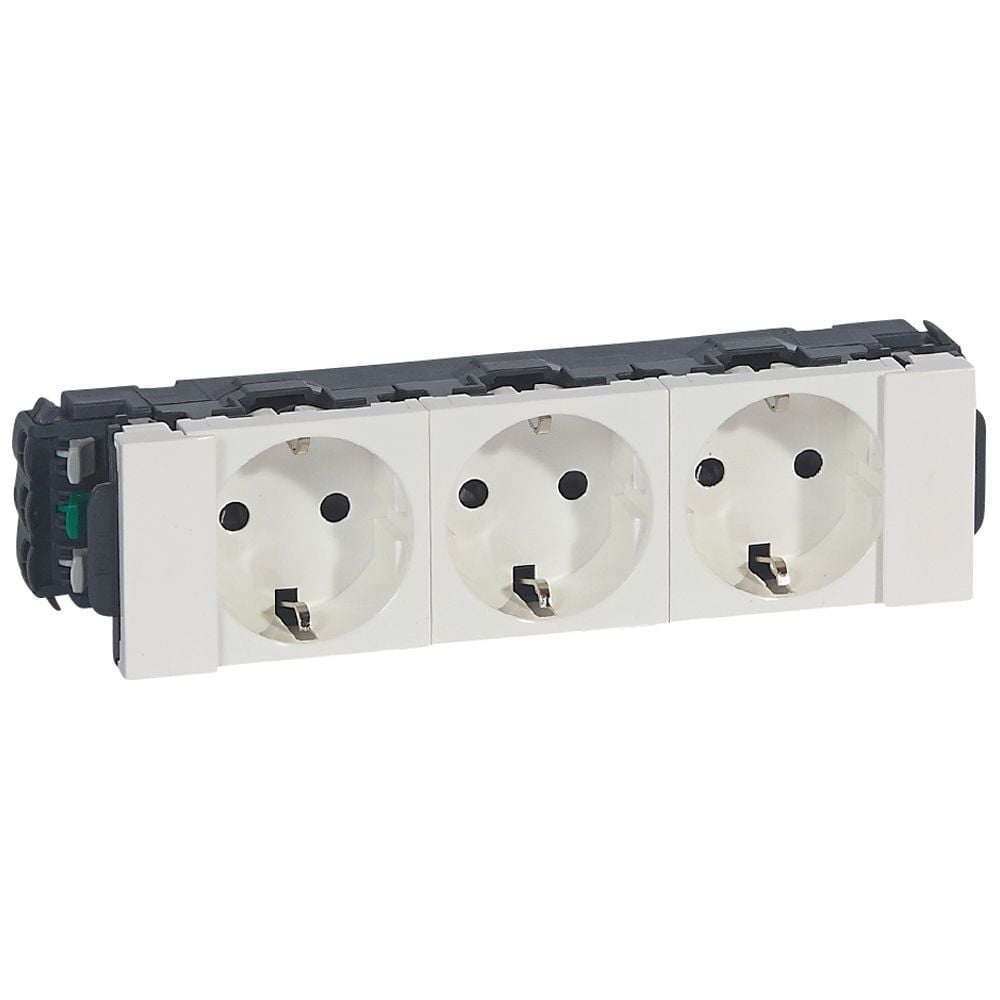 Legrand  Üçlü Top. Priz, Kaidesiz DLP için, Soluclip ile, 16A, 250V~, 8M, Beyaz LEG-077203