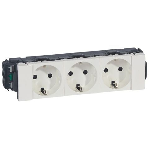 Legrand  Üçlü Top. Priz, Kaidesiz DLP için, Soluclip ile, 16A, 250V~, 8M, Beyaz LEG-077203