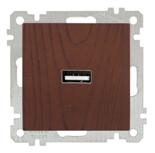 Mutlusan Mek+Tuş Tekli Usb Şarj Prizi Ceviz - 2100 448 0157