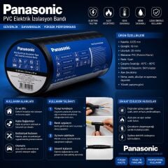 Panasonic Siyah Pvc Izole Bant 20 Mt 8''Li Paket