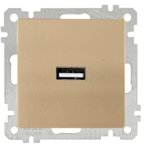 Mutlusan Mek+Tuş Tekli Usb Şarj Prizi Antik Altın - 2100 448 0180