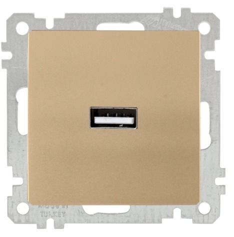 Mutlusan Mek+Tuş Tekli Usb Şarj Prizi Antik Altın - 2100 448 0180