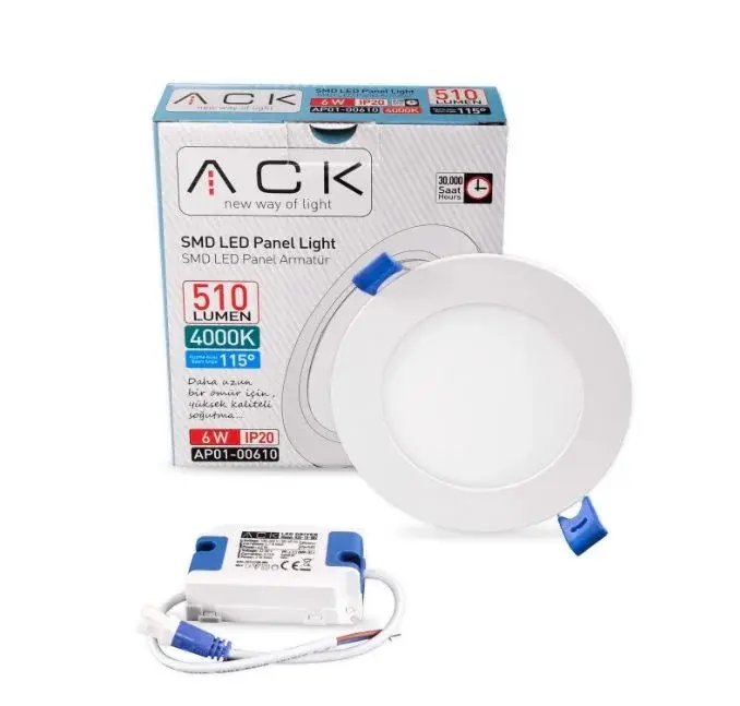 ACK 6W Beyaz 4000K Sıva Altı Yuvarlak Led Panel AP01-00610 en uygun fiyatlı satıcı