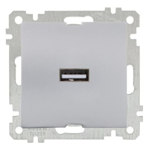 Mutlusan Mek+Tuş Tekli Usb Şarj Prizi İnox - 2100 448 0182