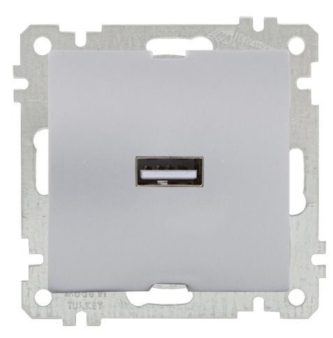 Mutlusan Mek+Tuş Tekli Usb Şarj Prizi İnox - 2100 448 0182