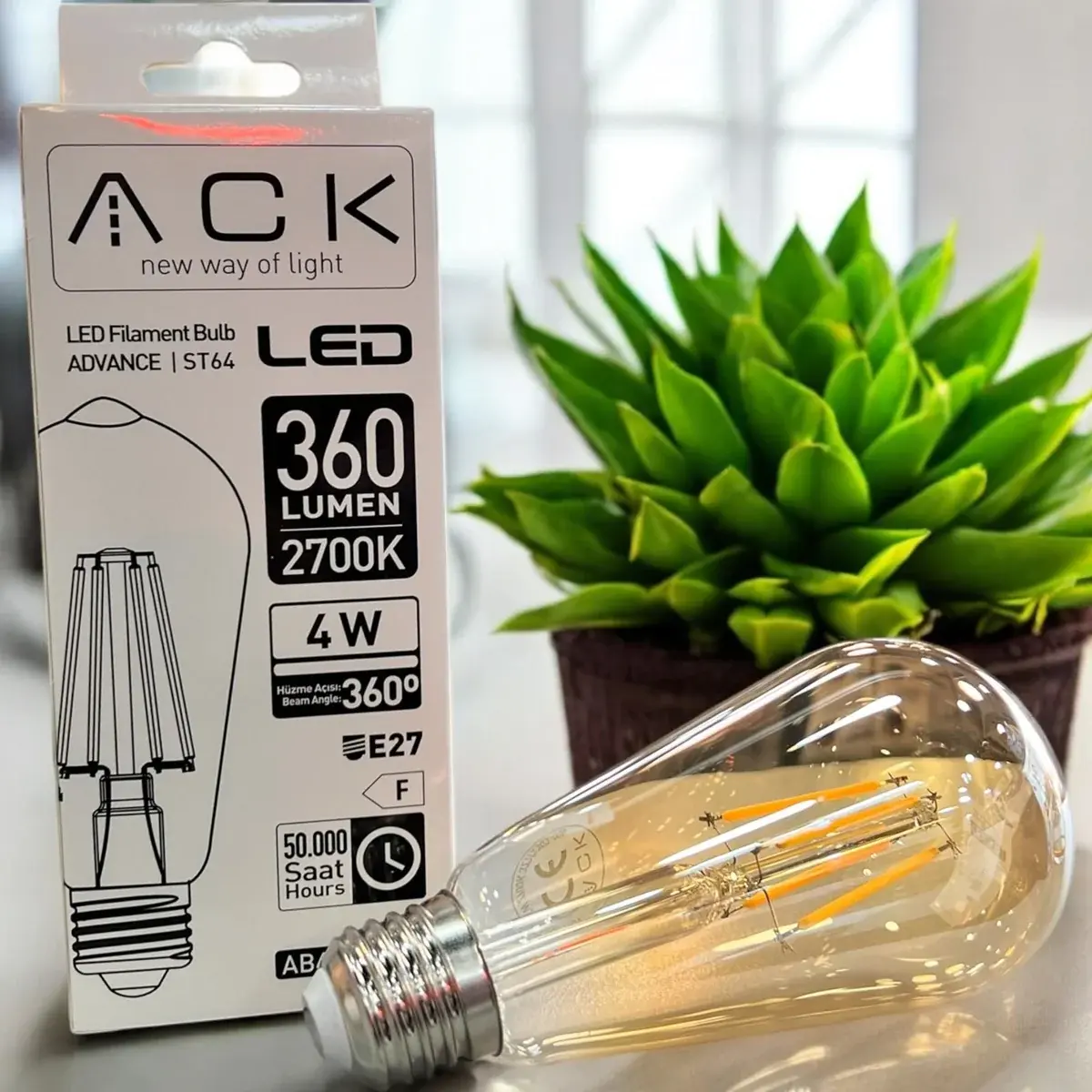 ACK 4W 220-240V E27 2200K St64 Led Rustık Ampul AB46-00420 en uygun fiyatlı satıcı