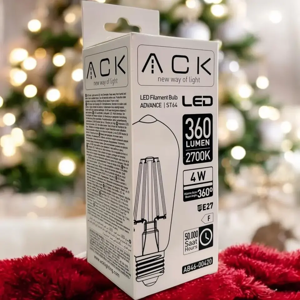 ACK 4W 220-240V E27 2200K St64 Led Rustık Ampul AB46-00420