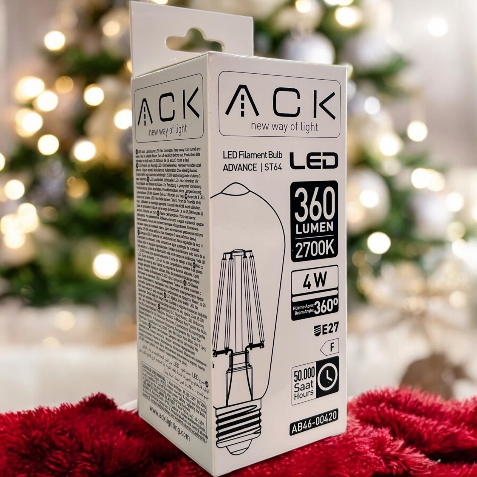 ACK 4W 220-240V E27 2200K St64 Led Rustık Ampul AB46-00420