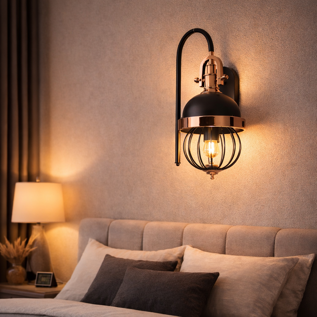 Ack Dekoratif Aplik Armatur E27 Siyah-Gold