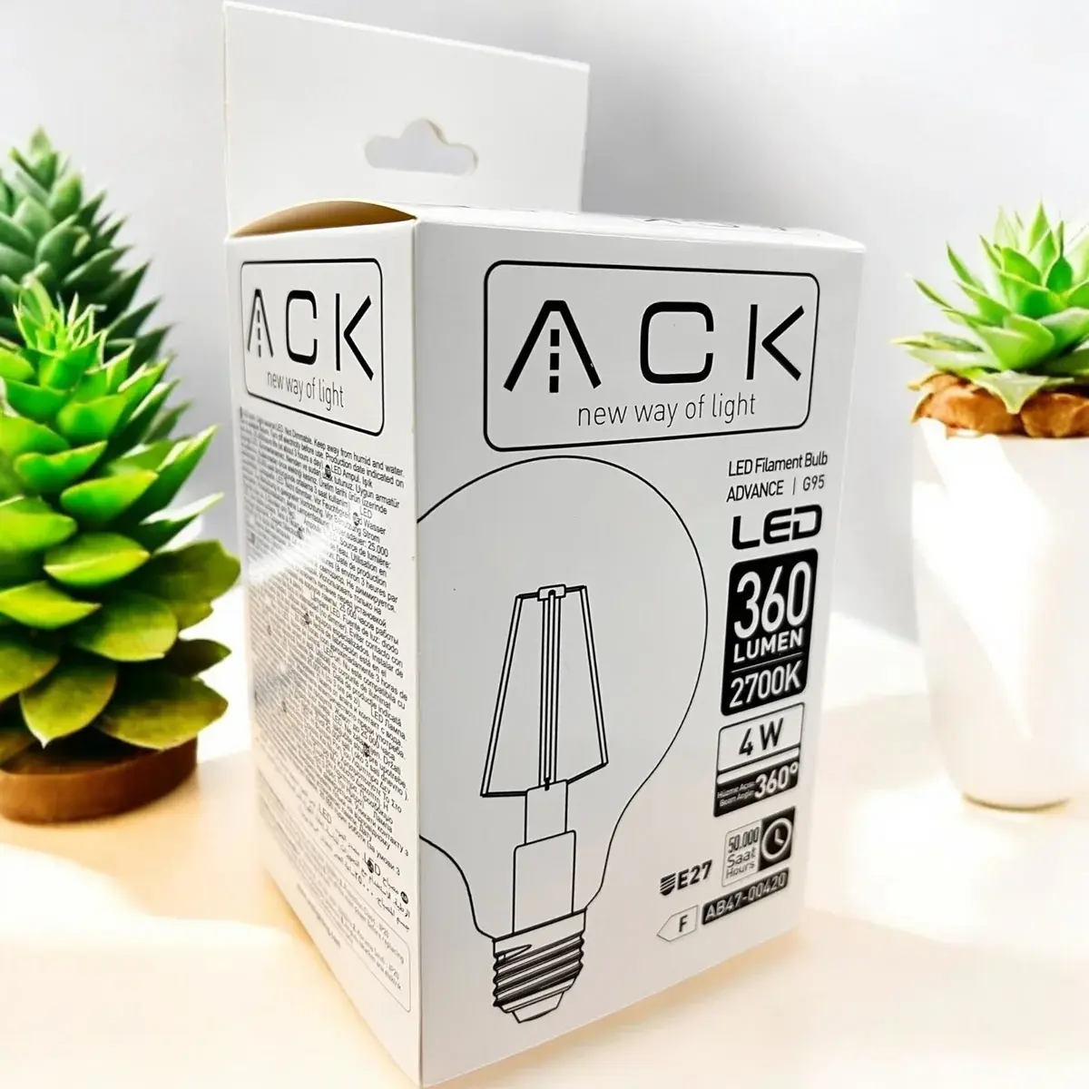 ACK 4W 220-240V E27 2200K G95 Led Rustık Ampul AB47-00420 en uygun fiyatlı satıcı