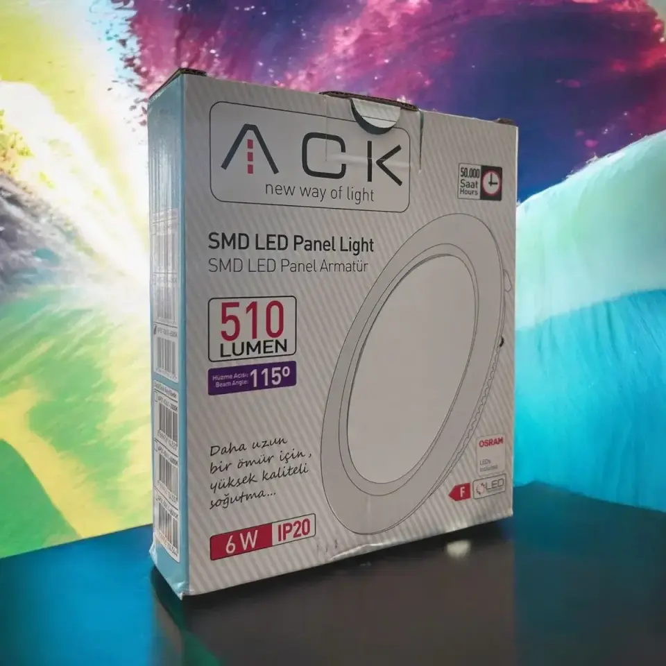 ACK AP01-00630 6500K Beyaz 6W Beyaz Kasa Sıva Altı Yuvarlak Led Panel