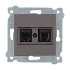 Exen Mocha Modül+Kapak  Ikili Nümeris Telefon Prizi (2Xrj45 Cat3)