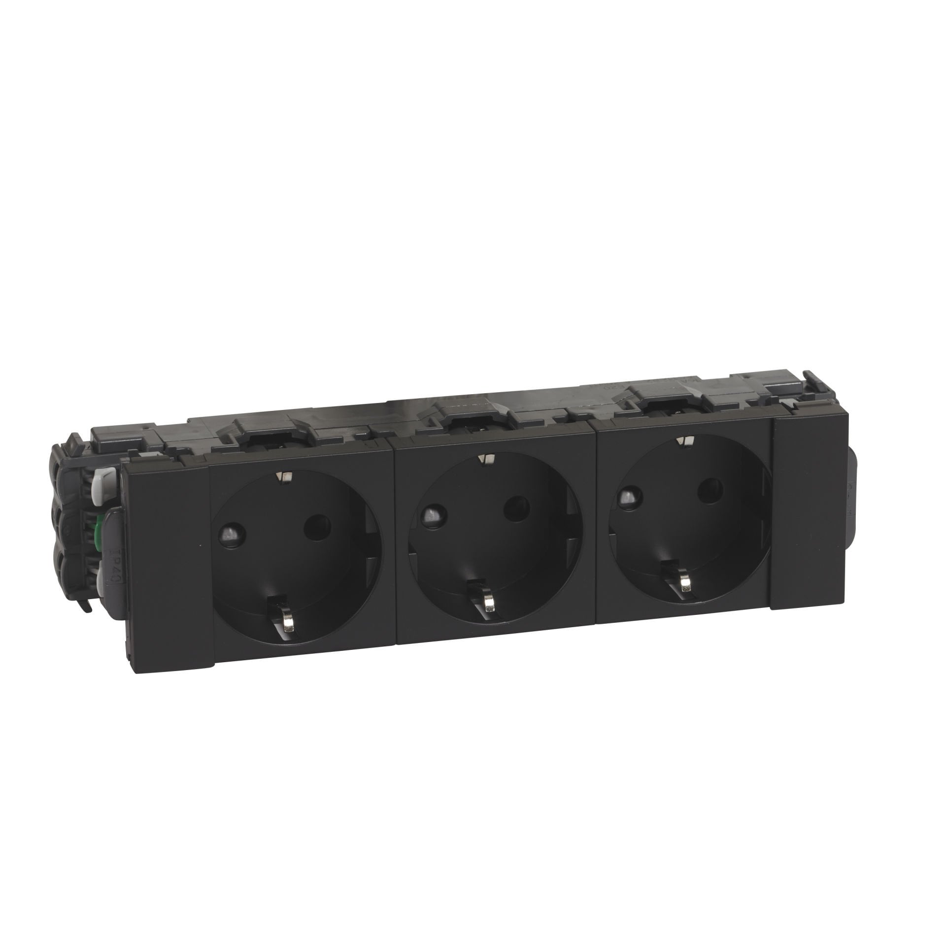 Legrand  Üçlü Top. Priz, Kaidesiz DLP İçin, Soluclip ile, Otomatik, 16A, 250V~, 8M, Siyah LEG-077233L