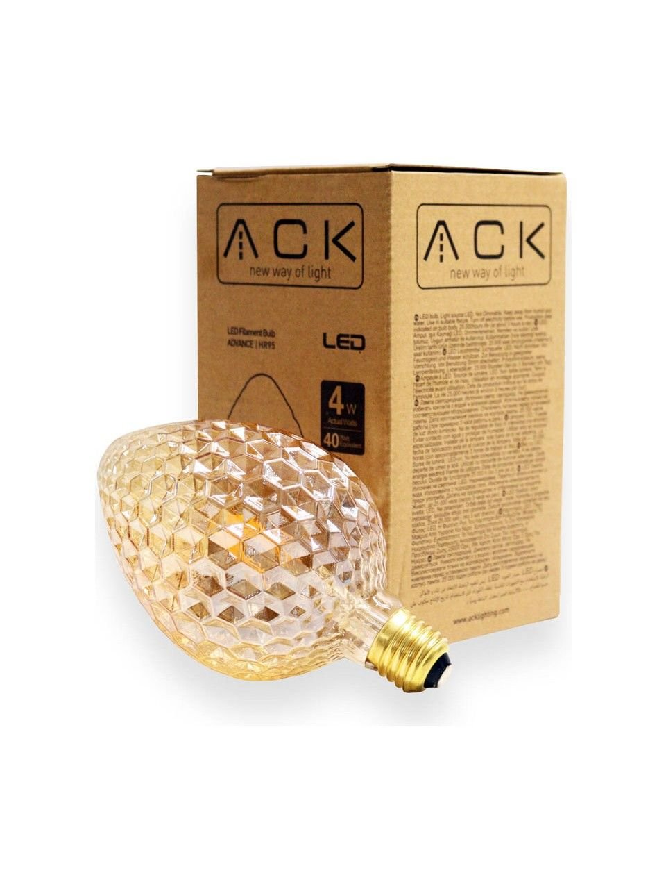 ACK 4W 220-240V E27 2200K G95 Led Rustık Ampul AB55-00420